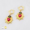 PAIR OF GOTHIC HEART CHARMS DANGLE 316L SURGICAL STEEL HUGGIE/HOOP EARRINGS 